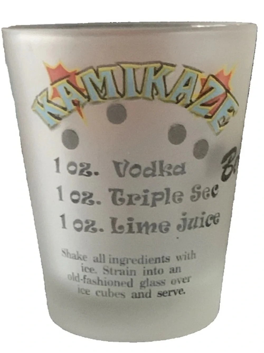 Vintage Bermuda Kamikaze Recipe Shot Glass Shotglass
